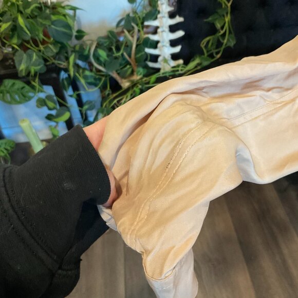 Bally Button Front Cropped Trench Jacket Long Sleeve Elastic Hem Size S Tan - Picture 2 of 6